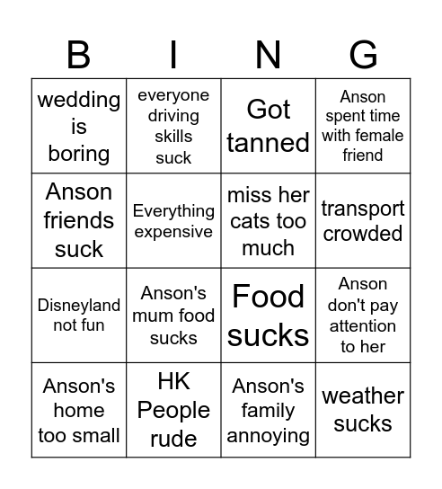 HauHau's bet Bingo Card