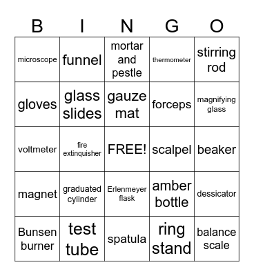 The Science Lab Bingo Card