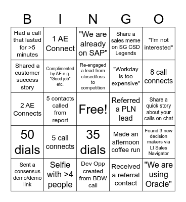 SG CSD Blitz Day Bingo Card