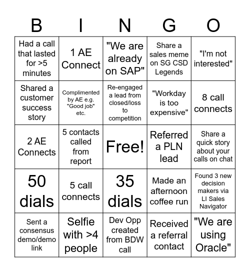 SG CSD Blitz Day Bingo Card