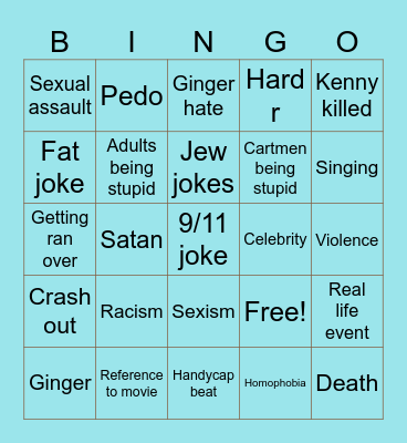 South park Bingo Card