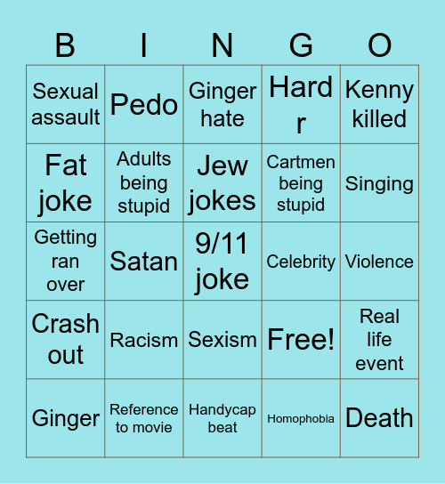 South park Bingo Card