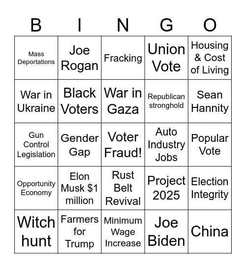 🦅 2024 Election 🦅 Bingo Card