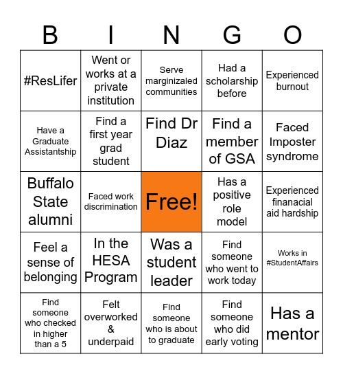 #MeToo Higher Ed Edition Bingo Card