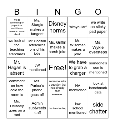 PD Bingo Card