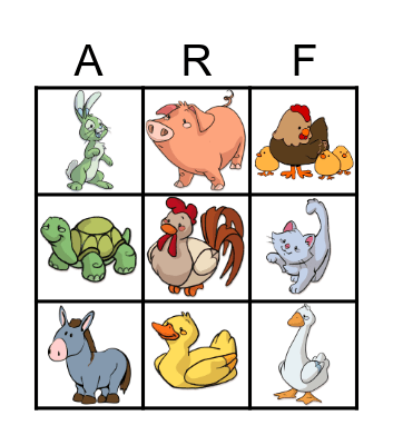 Farm Animals Bingo Card