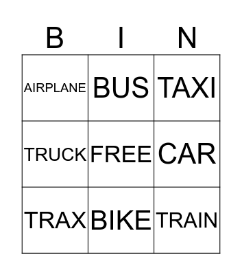 TRANSPORTATION Bingo Card