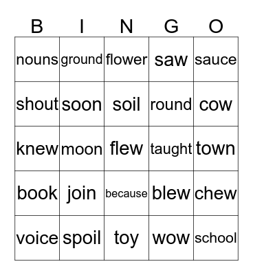 Maya's Diphthongs Bingo Card