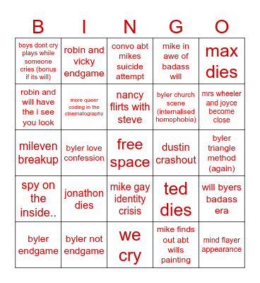 stranger things season 5 Bingo Card