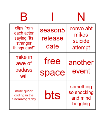 stranger things day Bingo Card