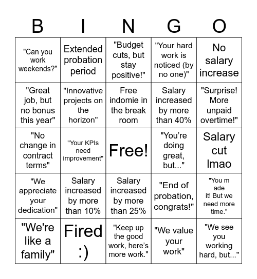 Fikri's Employment Contract Ext. Bingo Card