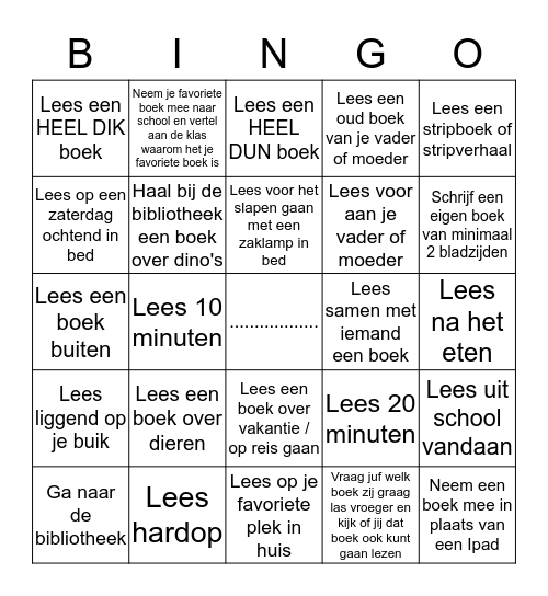 Boeken Lees Bingo Groep 4/5 Juf Willemijn Bingo Card