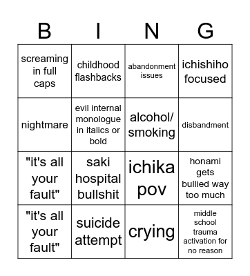 leoneed angst fic bingo Card