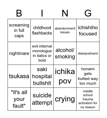 leoneed angst fic bingo Card