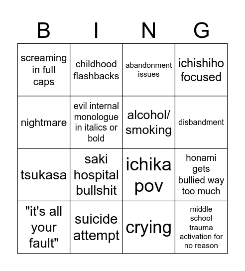 leoneed angst fic bingo Card