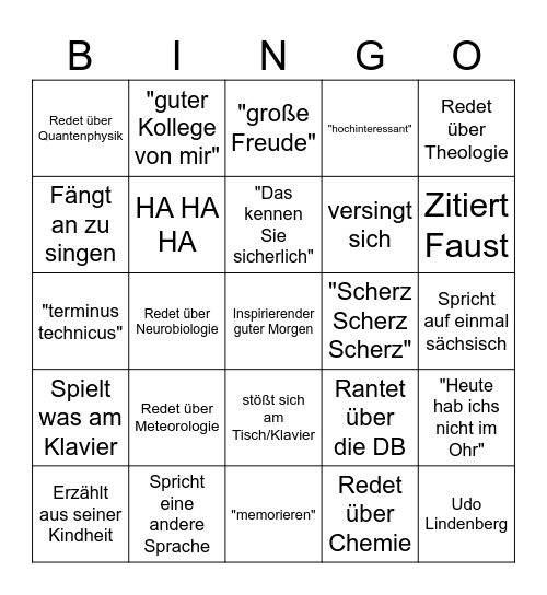 Quell Bingo Card