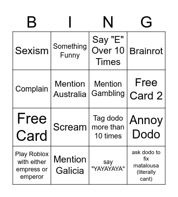 W.I.R Bingo Card
