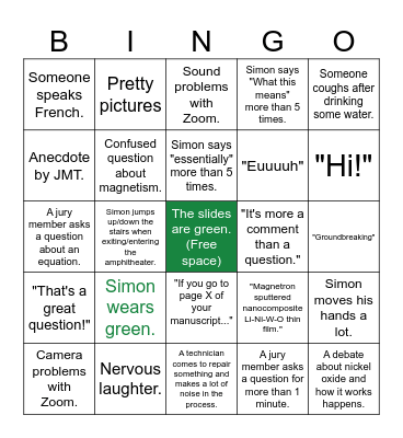 Simon's PhD bingo 3 Bingo Card