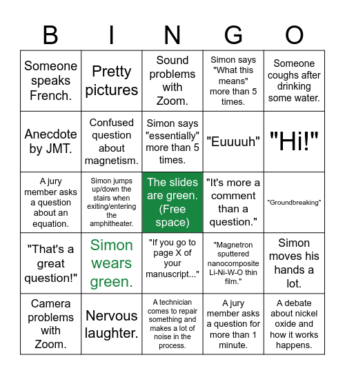 Simon's PhD bingo 3 Bingo Card