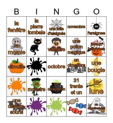 Halloween - Fransk Bingo Card
