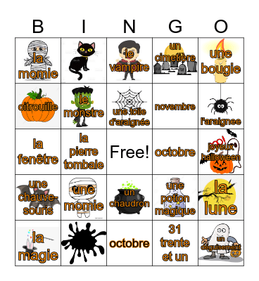 Halloween - French Bingo Card