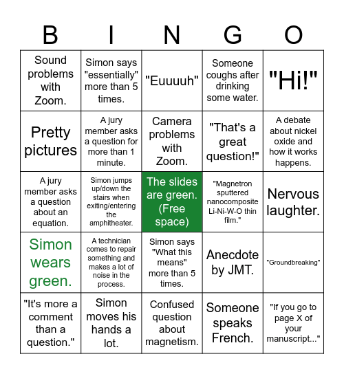 Smon's PhD bingo 4 Bingo Card