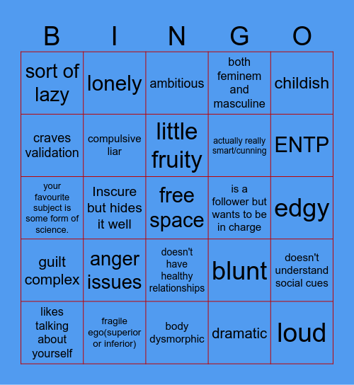 Starscream kinnie bingo Card