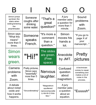 Simon's PhD bingo 5 Bingo Card