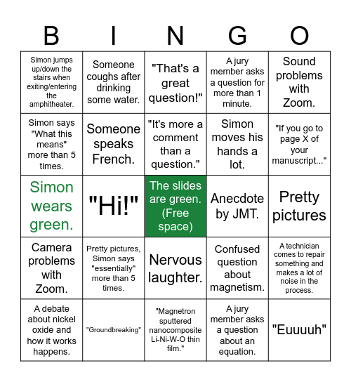 Simon's PhD bingo 5 Bingo Card