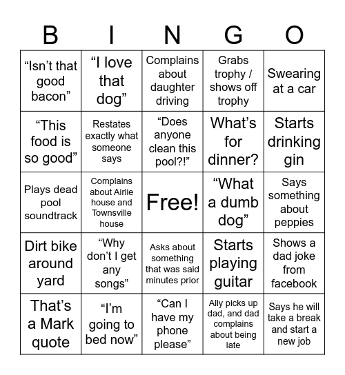 Mark Bingo Card