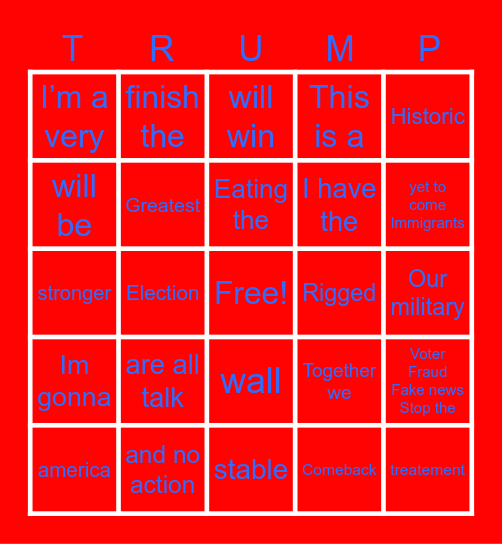 Trump Bingo Card