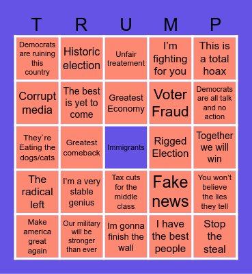 Trump slagord bingo Card