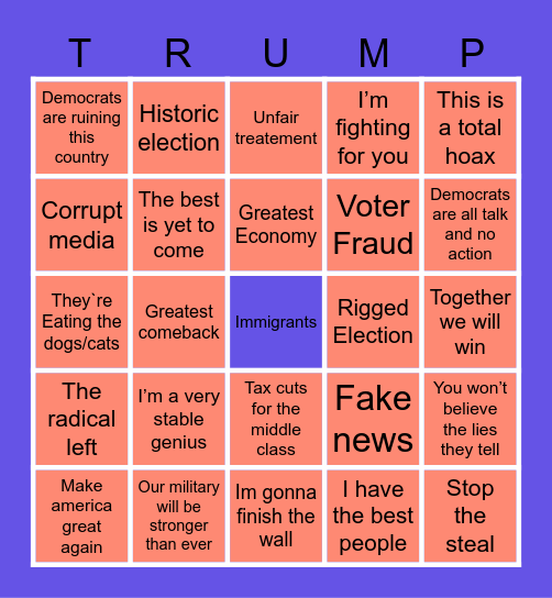 Trump slagord bingo Card