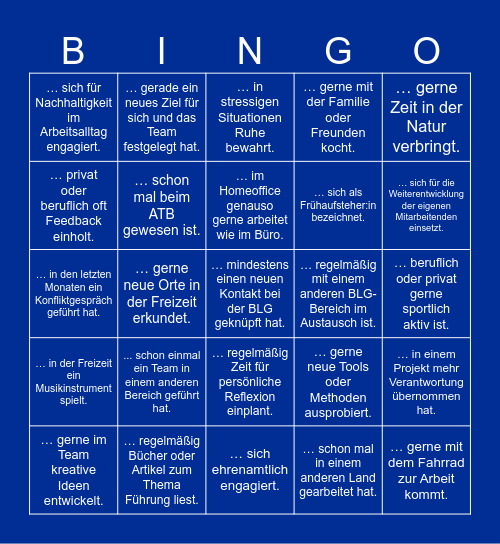 Finde eine Person, die ... Bingo Card