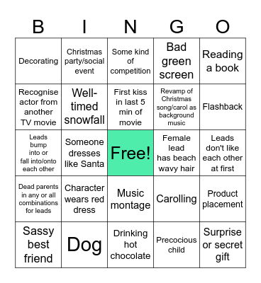 Christmas Rom-Com Bingo Card