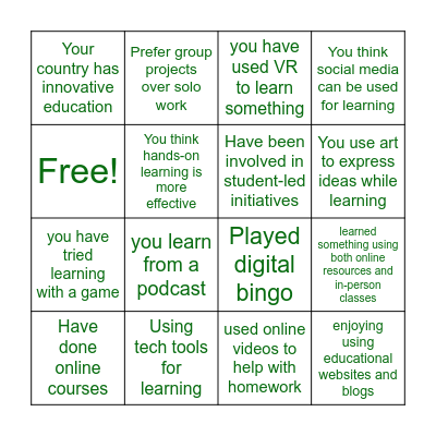 Innovative Learning Approaches Bingo Card