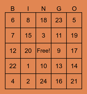 Rhythm Bingo Card