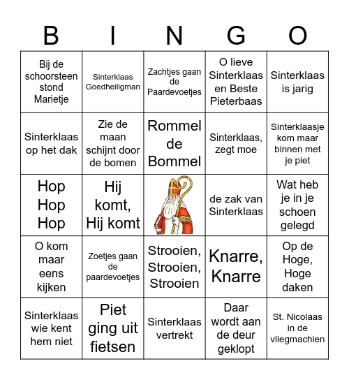 Sinterklaas bingo Card