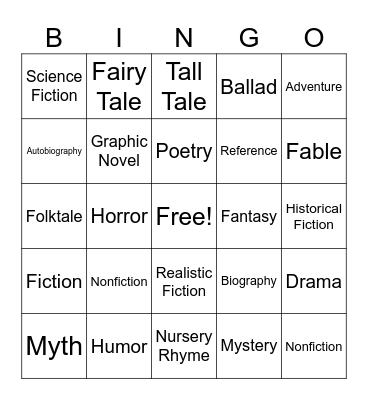 Genre Bingo Card