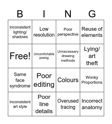 Bad Art Bingo Card