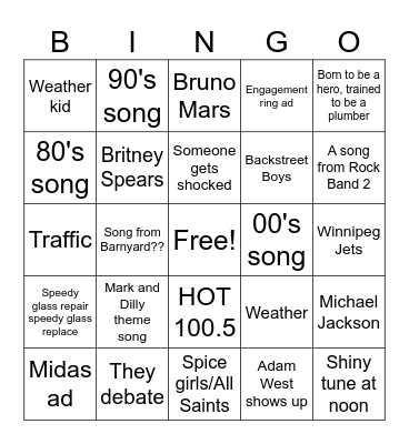 Mark and Dilly in the Morning Bingo Card