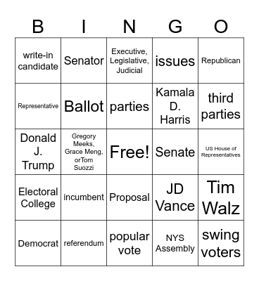 Election Day Bingo Card