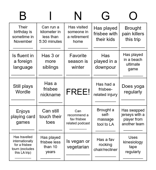 'ICE to meet you BINGO Card