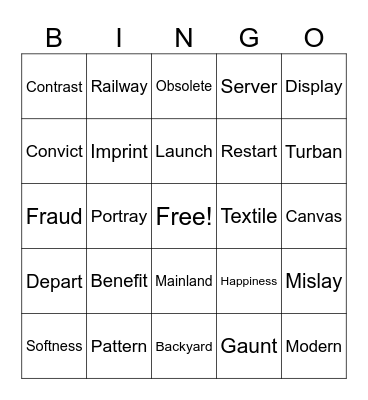 SRP Bingo Card