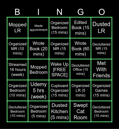 Weekly Nick Bingo Card