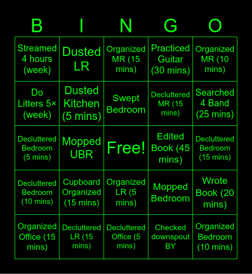 Weekly Nick Bingo Card