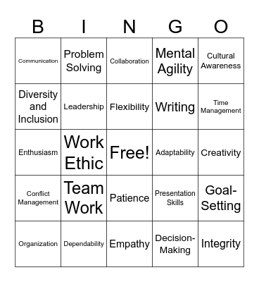 Soft Skills Bingo Card