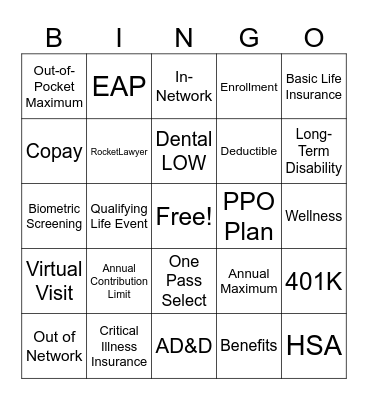 Open Enrollment Bingo Card