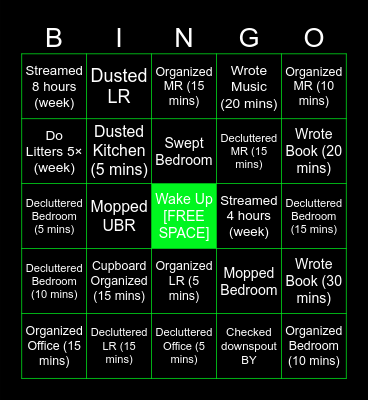 Nick's Weekly Bingo Card