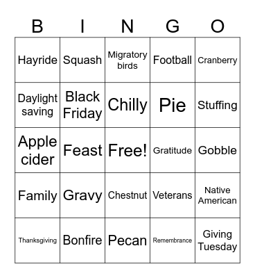 November BINGO Card